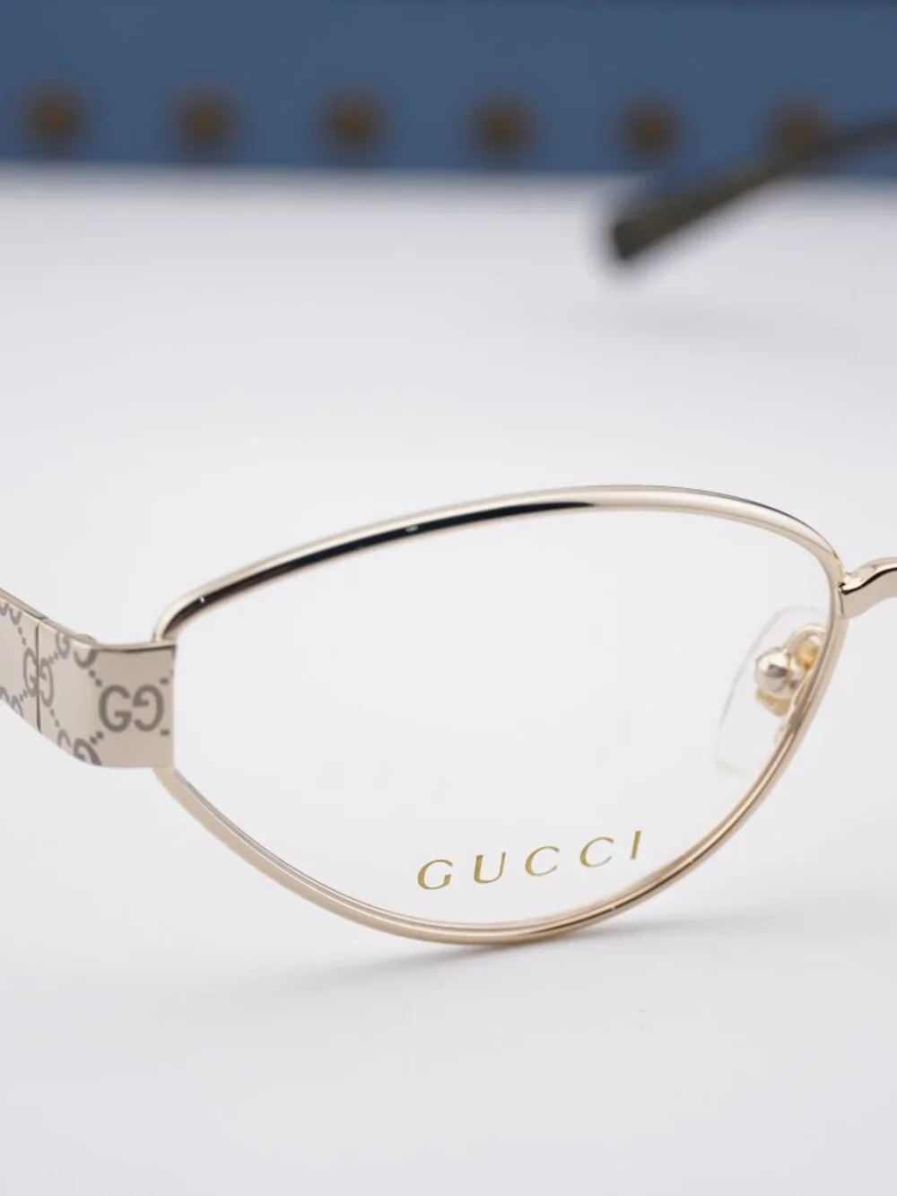 Gucci GG1853O 001 Cat Eye Eyeglasses 54mm - Gold with GG Pattern